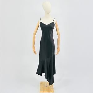 NWT Steve Madden Black Satin Lucielle Midi Sexy Slip Dress Size S